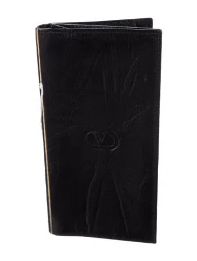Pre-owned Valentino Garavani Leather Wallet In Black