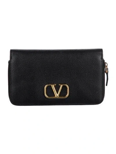 Pre-owned Valentino Garavani Leather Wallet In Black