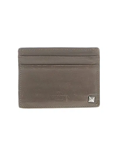 Pre-owned Valentino Garavani Leather Wallet In Gray