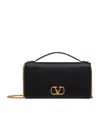 Valentino Vlogo Leather Wallet On Chain In Black