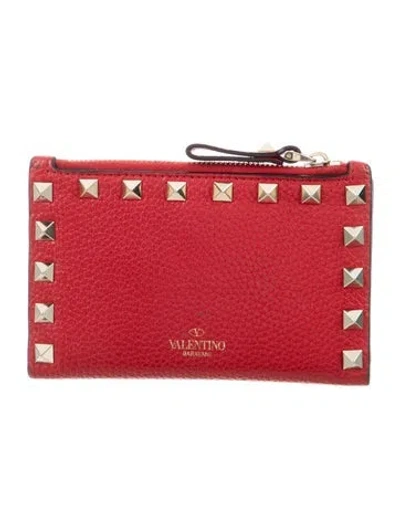 Pre-owned Valentino Garavani Leather Wallet In Red