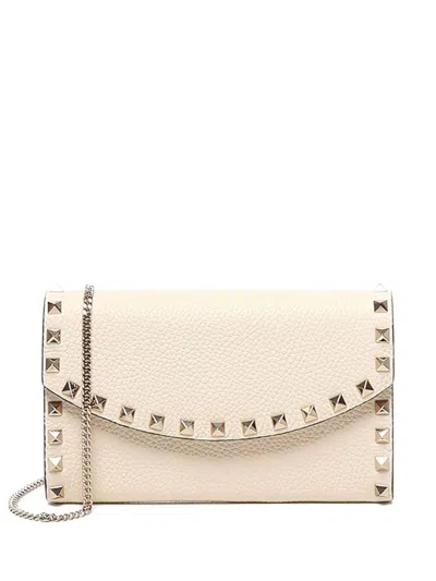 Valentino Garavani Leather Wallet With Studs In White