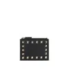 Valentino Studded Leather Zipped Card Holder In Black