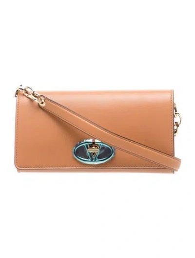 Pre-owned Valentino Garavani Leather Wristlet In Brown