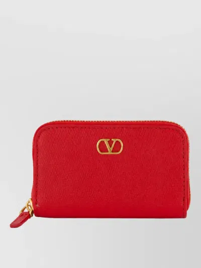 Valentino Garavani Leather Zip-around Purse In Red