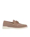 Valentino Round Toe Suede Finish Loafers Rubber Sole In Brown