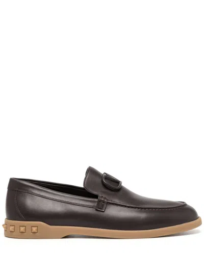 Valentino Garavani Leisure Flows Leather Loafers In Black