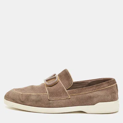 Pre-owned Valentino Garavani Leisure Flows Size 38 Brown Suede Loafers