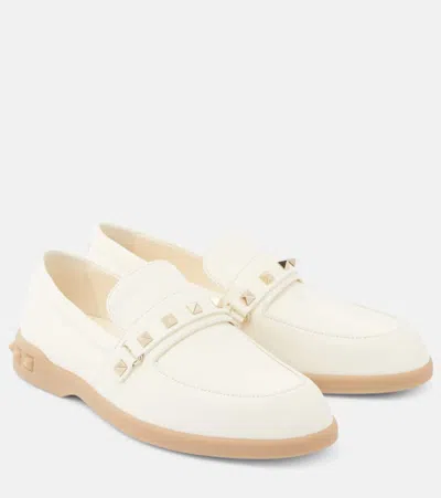Valentino Garavani White Leisure Flows Loafers In 098 Ivory
