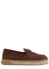 Valentino Garavani Valentino Leisure Flows Vlogo Suede Espadrilles In Brown