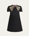 Valentino Leopard Bow Crepe Couture Mini Dress
