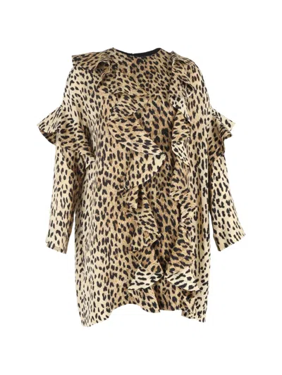 Pre-owned Valentino Leopard-pattern Mini Dress In Neutral