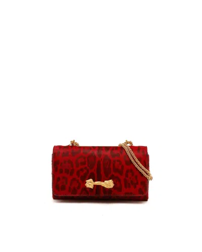 Pre-owned Valentino Garavani Valentino Leopard Ponyhair Rockstud Bag In Red