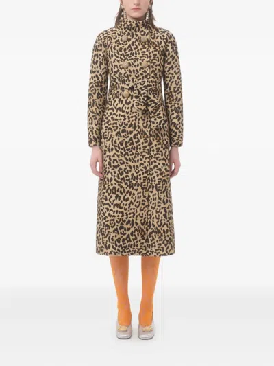 Valentino Leopard Print Belted Coat In Multi