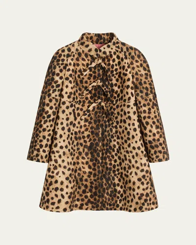 VALENTINO LEOPARD PRINT BOW WOOL COAT
