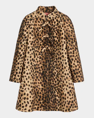 VALENTINO LEOPARD PRINT BOW WOOL COAT