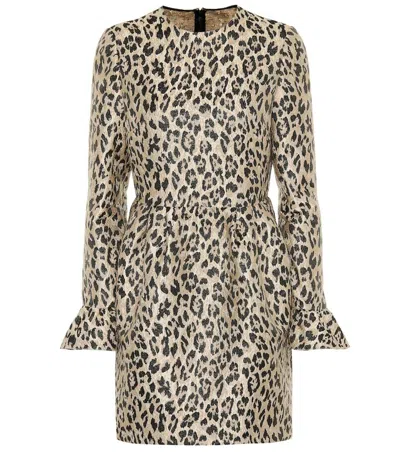 Pre-owned Valentino Leopard-print Brocade Dress, Jewel Neck, 40 (us 4), $2,980 In Wild Leopard