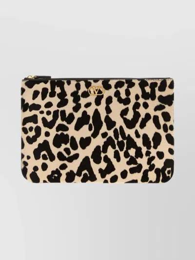VALENTINO GARAVANI LEOPARD PRINT CALF HAIR VLOGO SIGNATURE POUCH