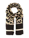 Valentino Animal Print Silk Foulard With Contrast Border In Brown