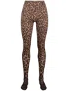 Valentino Leopard-print Tights In Brown