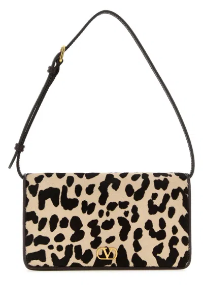 VALENTINO GARAVANI LEOPARD PRINT V LOGO SHOULDER BAG