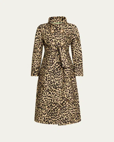 Valentino Leopard-print Wool Double-breasted Long Coat In Animal Print