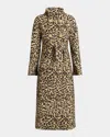Valentino Leopard Print Double Breasted Coat With Belt In Brown