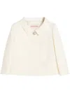Valentino Garavani White Jacket With Spread Collar And Front Jewel Button In Wool And Silk Woman In Beige