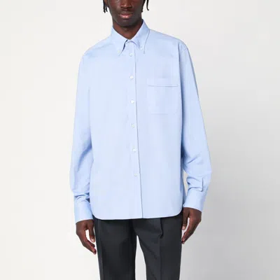 VALENTINO VALENTINO LIGHT BLUE BUTTON-DOWN SHIRT IN COTTON