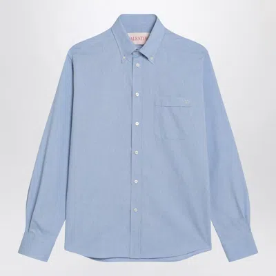 Valentino Light Blue Button-down Shirt In Cotton Men
