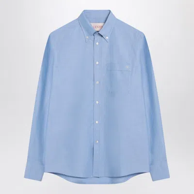 VALENTINO LIGHT BLUE COTTON BUTTON-DOWN SHIRT
