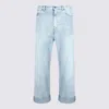 Valentino Stitched Belt Loops Straight Five-pocket Trousers In Denim