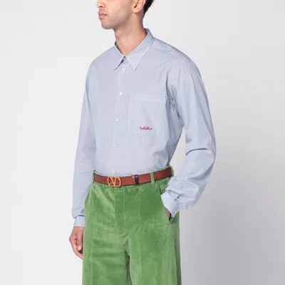 VALENTINO VALENTINO LIGHT BLUE COTTON SHIRT WITH LOGO