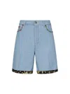 Valentino Tailored Shorts With Floral Trim And Pockets In Blue