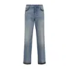 Valentino Straight-fit Denim Pants With Colorful Embellishments In Blue