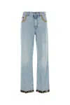 Valentino Garavani Contrast Border Straight Leg Jeans In Blue