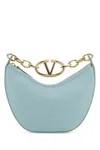 Valentino Light Blue Leather Mini Hobo Vlogo Moon Handbag