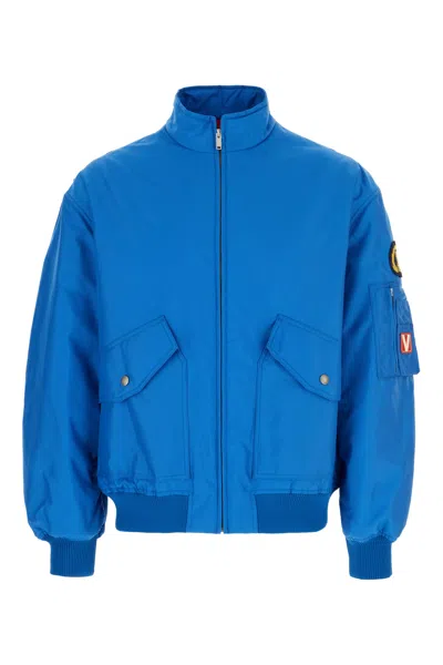 Valentino Light Blue Nylon Padded Bomber Jacket