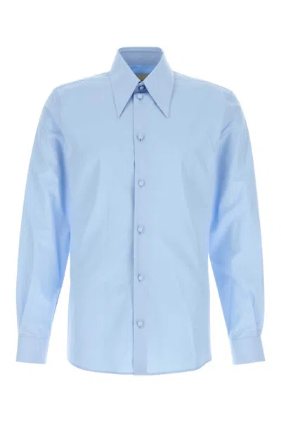 VALENTINO MEN LIGHT-BLUE POPLIN SHIRT, M LUXURY SHIRTS FOR MEN DARVEYS