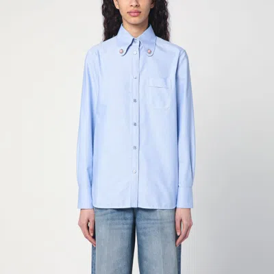 Valentino Light Blue Shirt With Jewelled Buttons