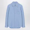 Valentino Womens Embellished-collar Patch-pocket Cotton-poplin Shirt Dark Azzurro In Blue