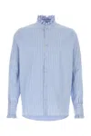 Valentino Light Blue Striped Embroidered Poplin Shirt In Blue