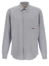 Valentino Garavani Striped Shirt Shirt And Blouse Light Blue In Gray