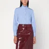 Valentino Light Blue Striped Shirt In Cotton
