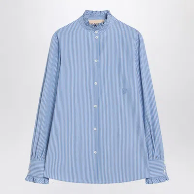 VALENTINO VALENTINO  LIGHT BLUE STRIPED SHIRT IN COTTON
