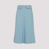 Valentino Womens Bluish Grey Vlogo Hardware Flared Woven Midi Skirt In Blue