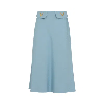 VALENTINO VALENTINO LIGHT BLUE VISCOSE MIDI SKIRT