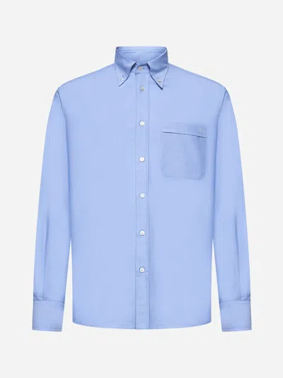 Valentino Garavani Cotton Oxford Shirt With Vlogo Embroidery In Multi