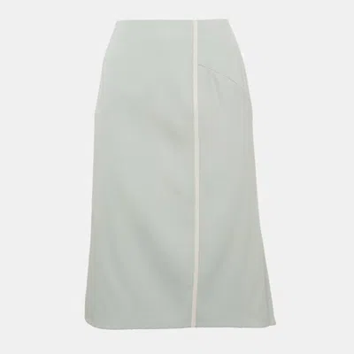 Pre-owned Valentino Light Blue Wool Pleated Knee-length Skirt M