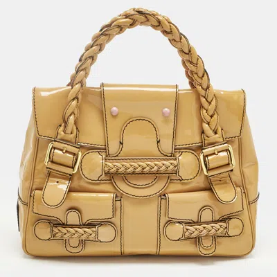 Pre-owned Valentino Garavani Light Brown Patent Leather Histoire Satchel